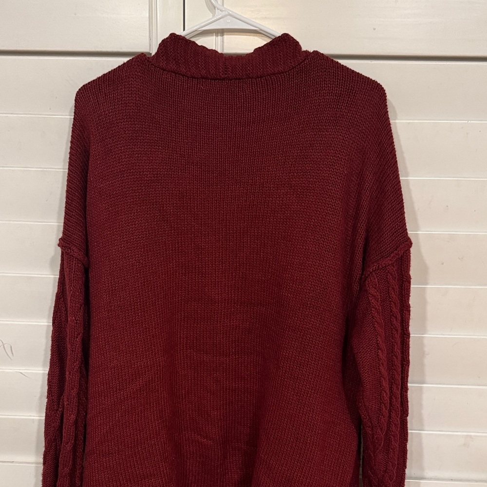 Arizona Love Deep Red Open-Front Cardigan - Picture 5 of 6
